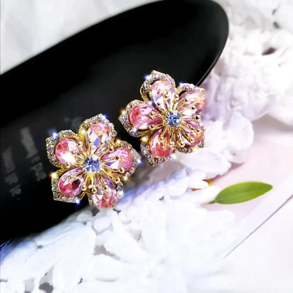 Sterling silver earrings with colourful zirconia