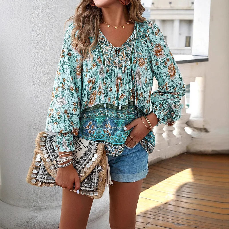Sallie™ | Bohemian Fluid Top with Floral Pattern