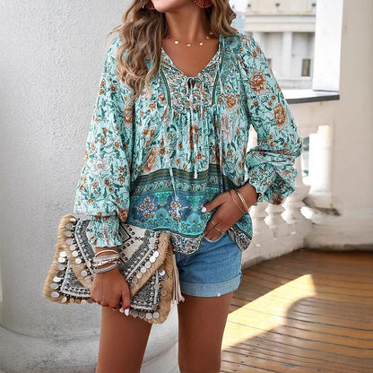Sallie™ | Bohemian Fluid Top with Floral Pattern