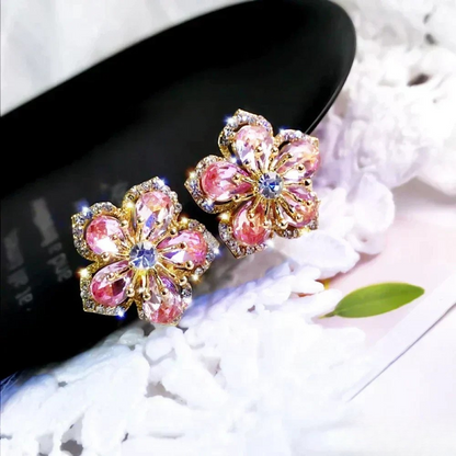 Sterling silver earrings with colourful zirconia