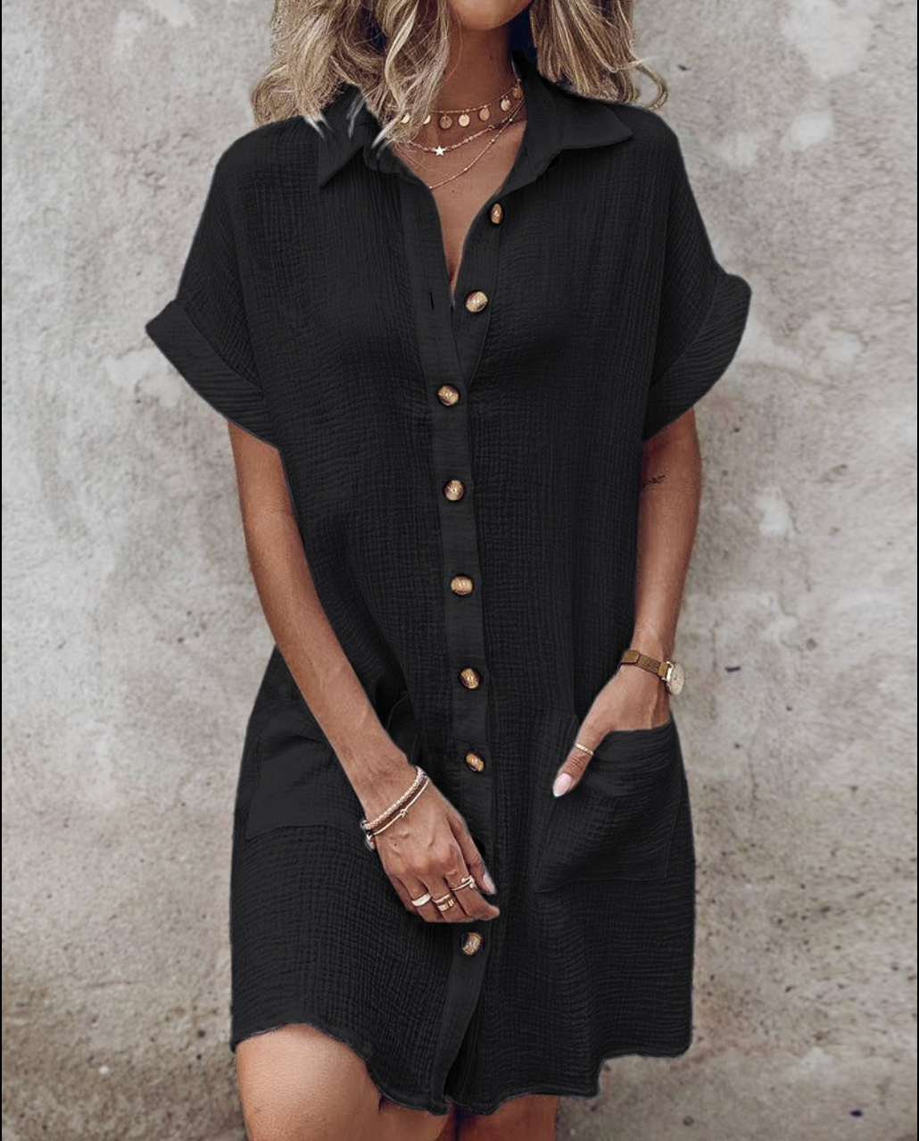 Women's Button Down Linen Shirt Dress With Pockets - #1 Best Seller
