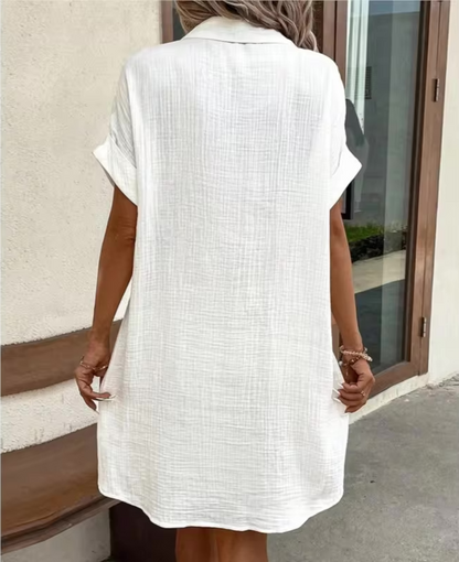 Women's Button Down Linen Shirt Dress With Pockets - #1 Best Seller