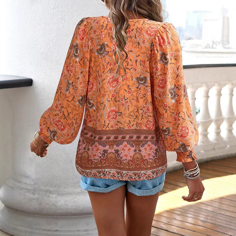 Sallie™ | Bohemian Fluid Top with Floral Pattern