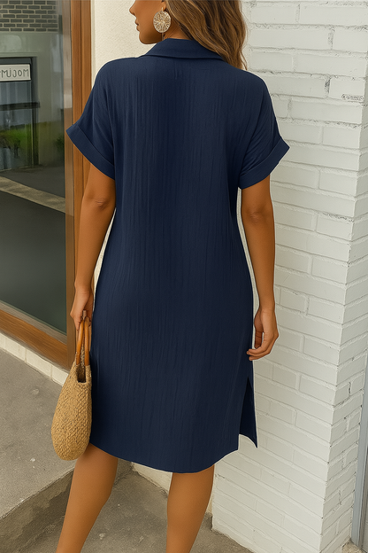 Women's Button Down Linen Shirt Dress With Pockets - #1 Best Seller