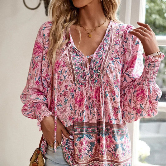 Sallie™ | Bohemian Fluid Top with Floral Pattern