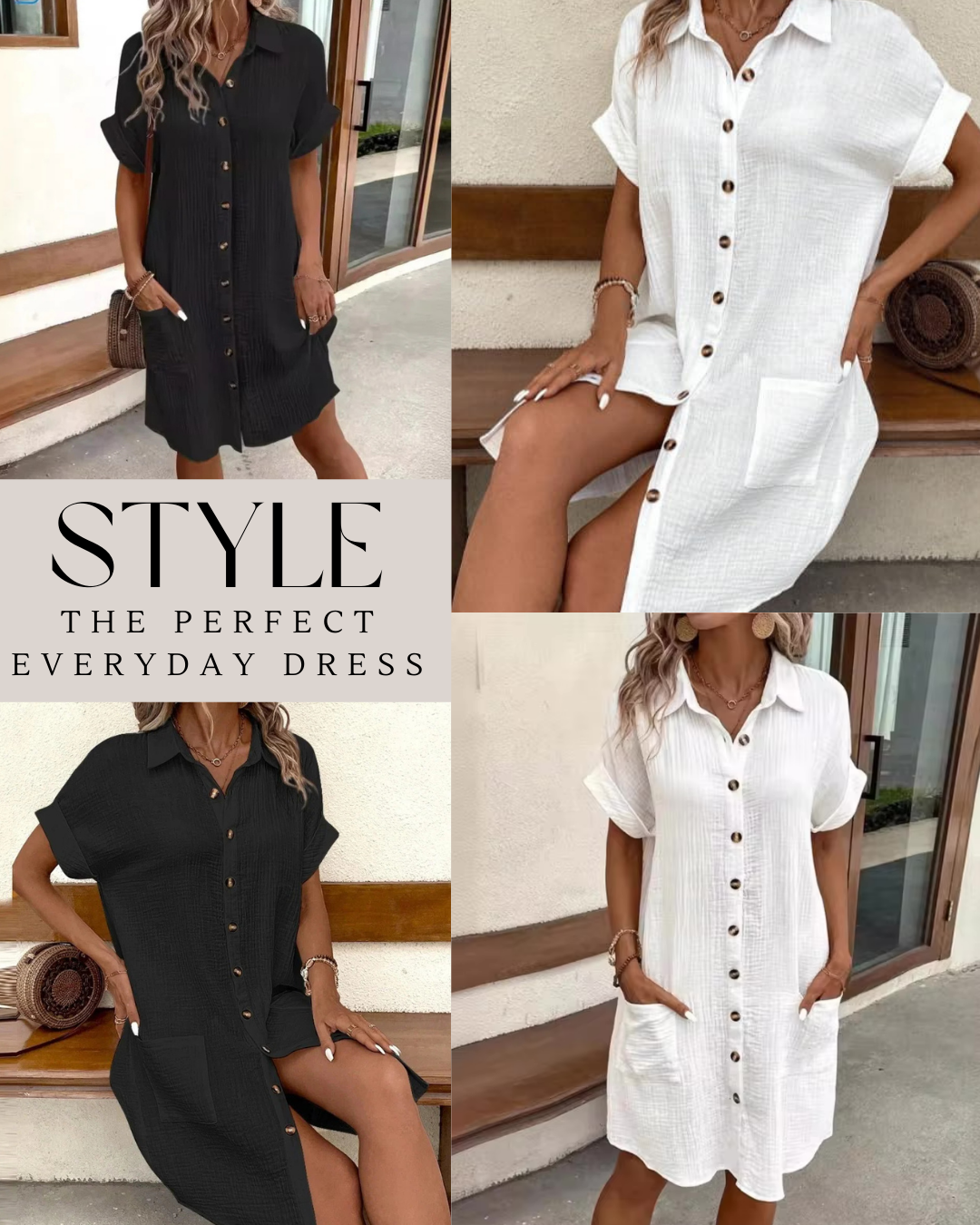 Women's Button Down Linen Shirt Dress With Pockets - #1 Best Seller