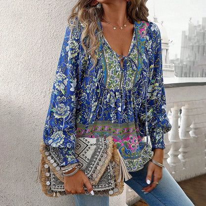Sallie™ | Bohemian Fluid Top with Floral Pattern