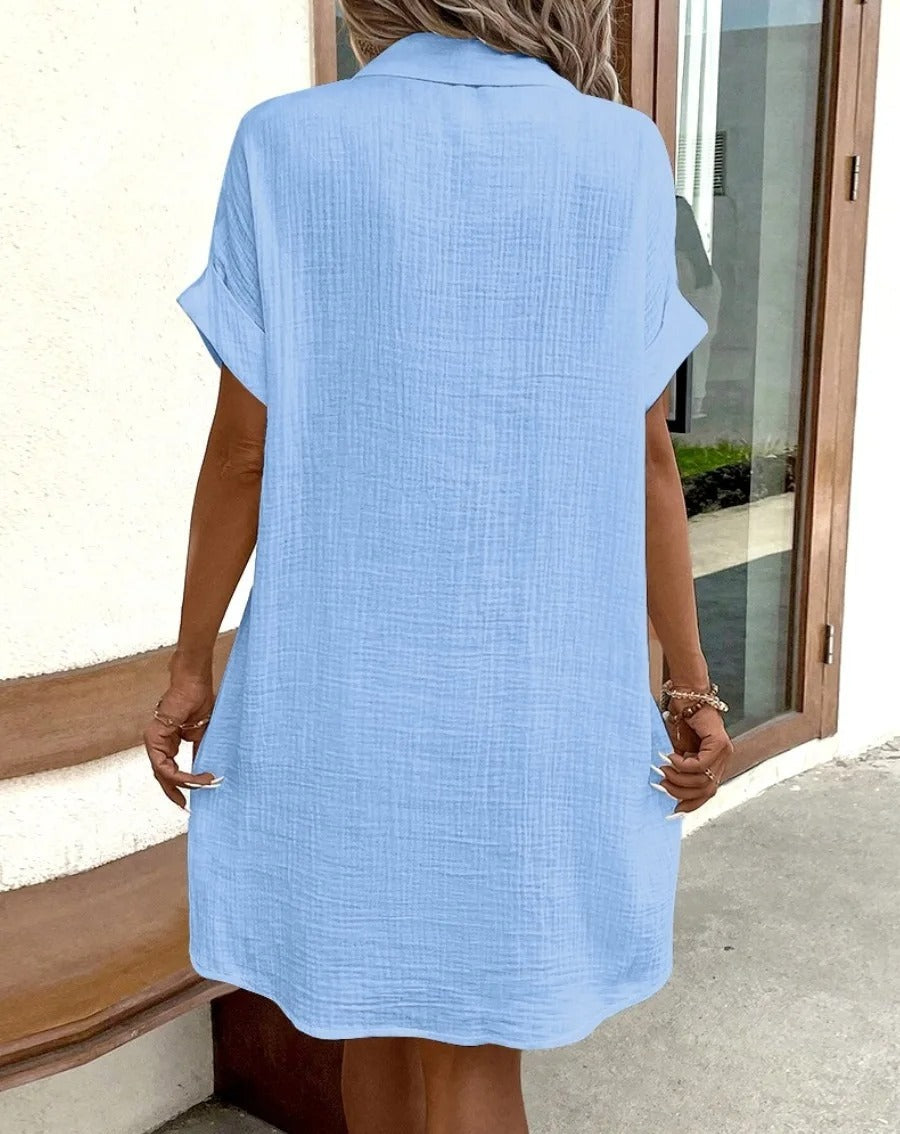 Women's Button Down Linen Shirt Dress With Pockets - #1 Best Seller