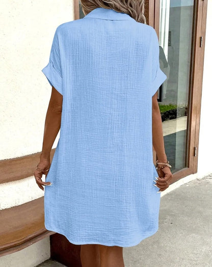 Women's Button Down Linen Shirt Dress With Pockets - #1 Best Seller