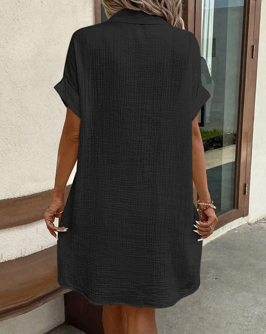 Women's Button Down Linen Shirt Dress With Pockets - #1 Best Seller