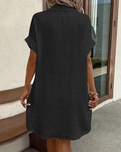 Women's Button Down Linen Shirt Dress With Pockets - #1 Best Seller