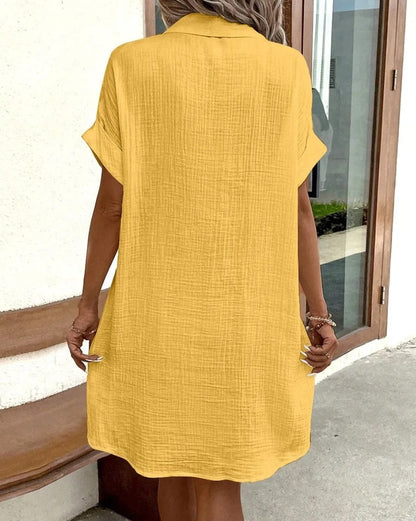 Women's Button Down Linen Shirt Dress With Pockets - #1 Best Seller